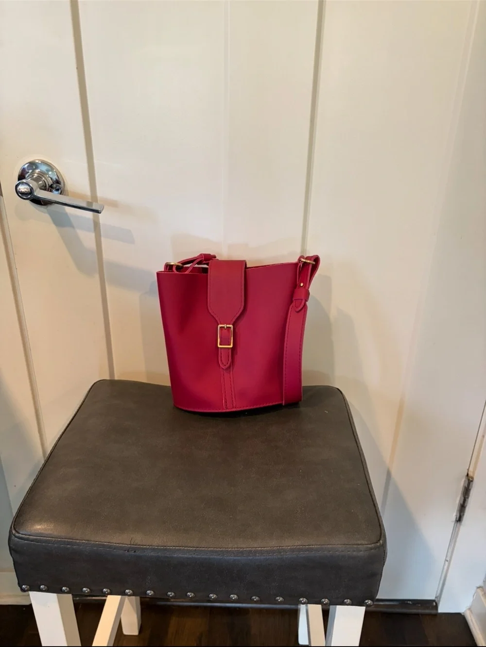 Bogo. Portland leather Bucket  Bag with Gold Buckle
